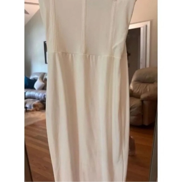 PrettyLittleThing White Slinky Panelled Midi Dress - Size 6 - Picture 3 of 5